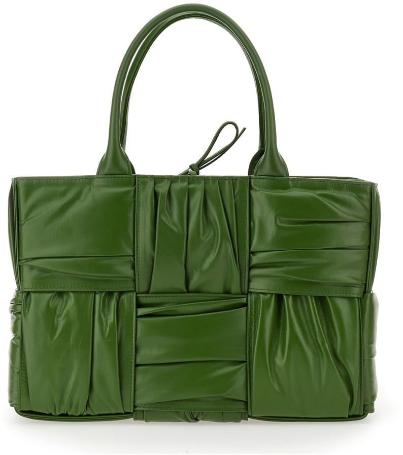 Bottega Veneta Textured Green Calfskin Small Bow Tote Bag Groen