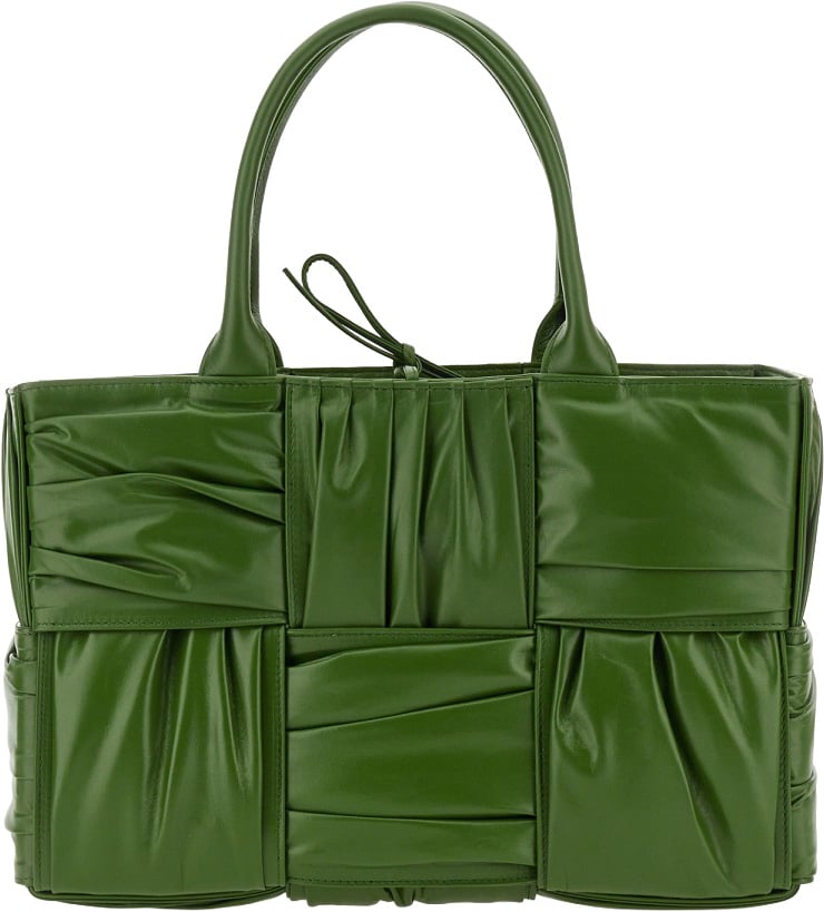 Bottega Veneta Textured Green Calfskin Small Bow Tote Bag Groen