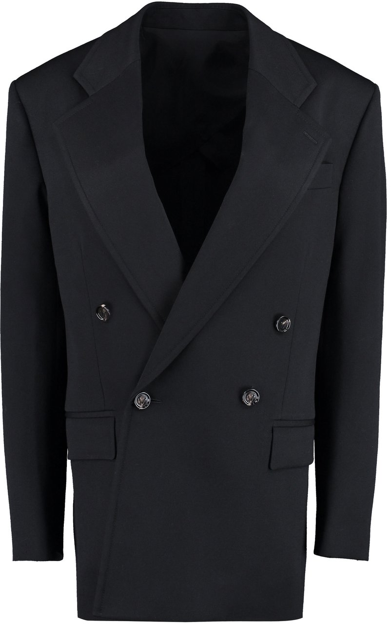 Bottega Veneta Double-breasted wool blazer Zwart