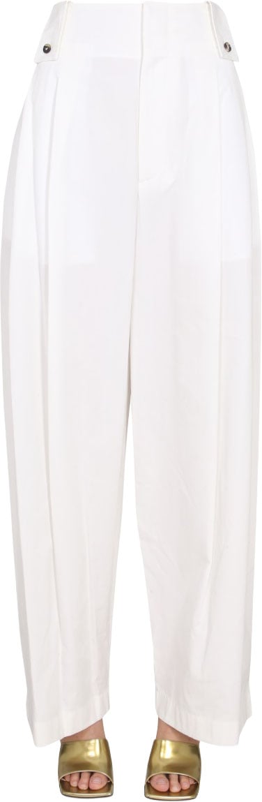Bottega Veneta High-Waisted Wide Leg Pants with Button Wit