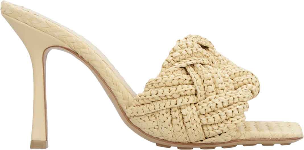 Bottega Veneta Lido Raffia Mules Beige