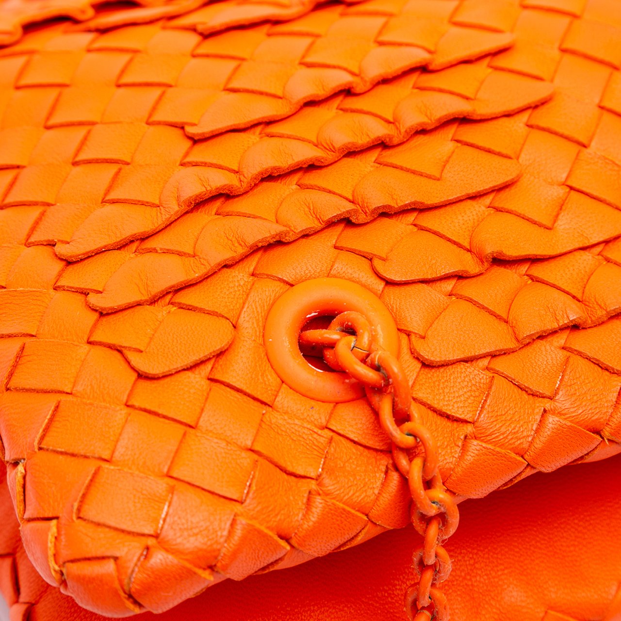 Bottega Veneta Nappa Intrecciato Ruffle Duo Shoulder Bag Oranje