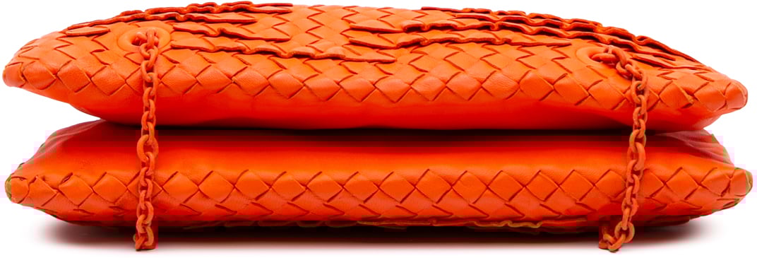 Bottega Veneta Nappa Intrecciato Ruffle Duo Shoulder Bag Oranje