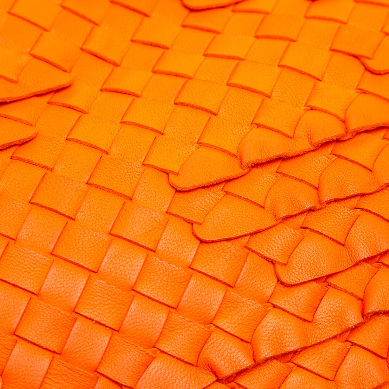 Bottega Veneta Nappa Intrecciato Ruffle Duo Shoulder Bag Oranje