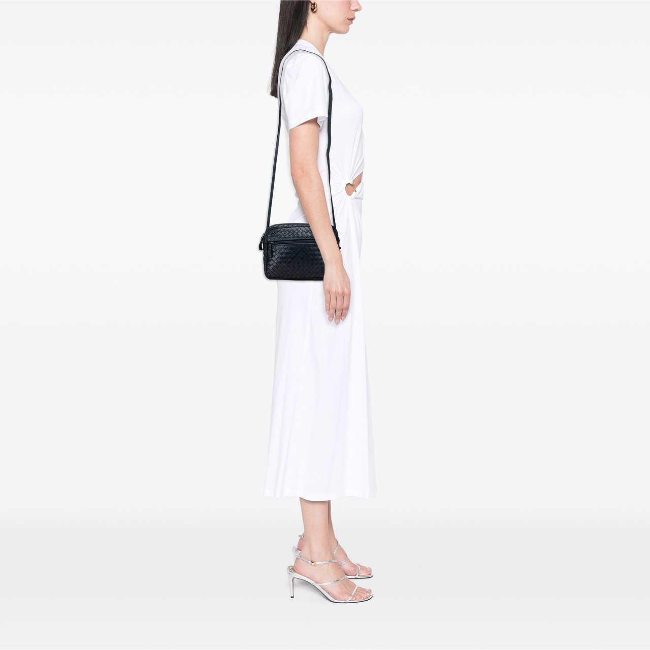 Bottega Veneta Nappa Intrecciato Crossbody Blauw