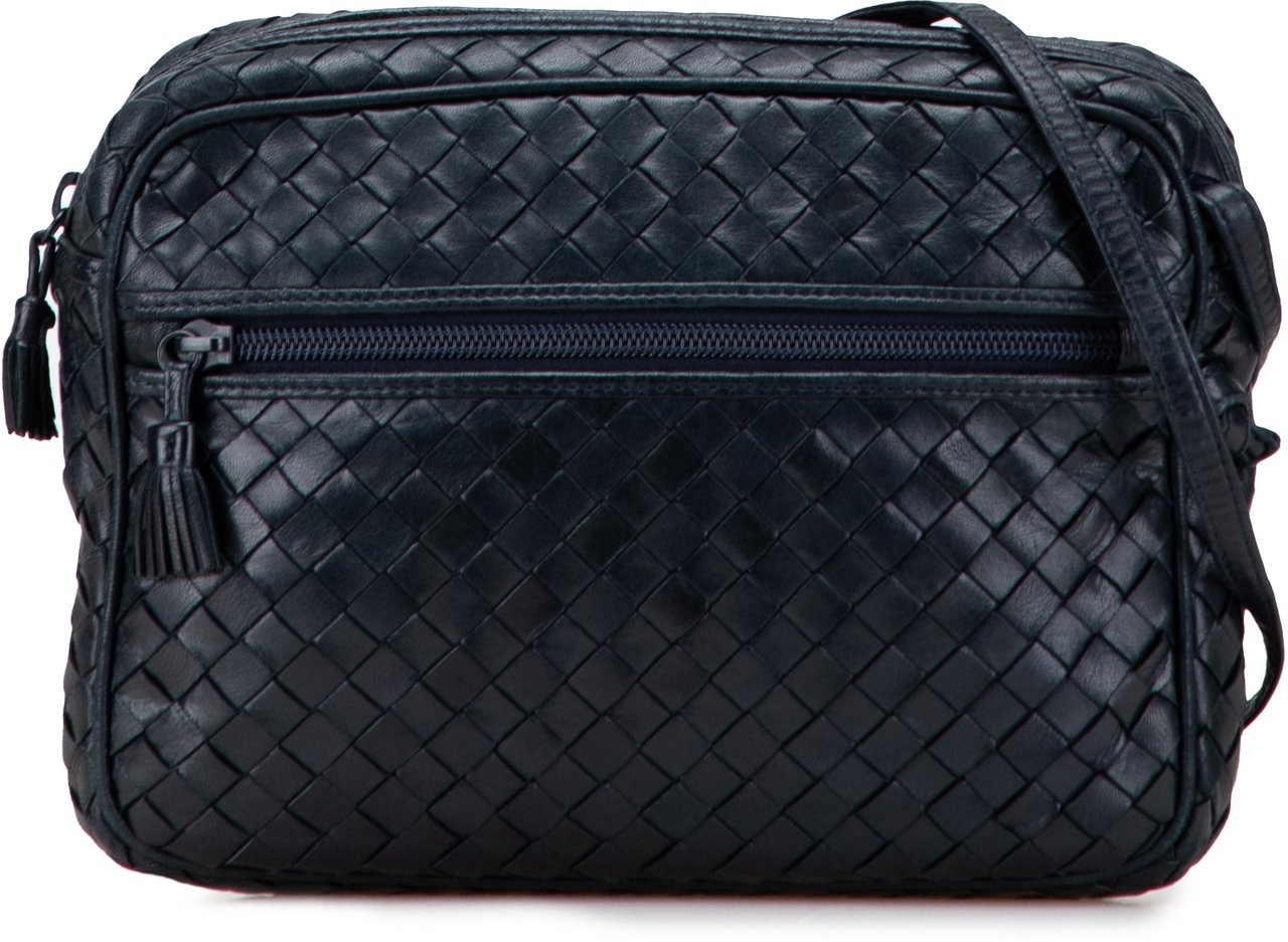 Bottega Veneta Nappa Intrecciato Crossbody Blauw