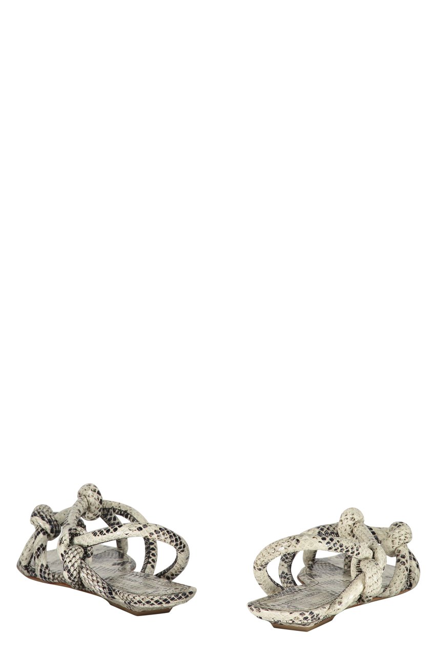 Bottega Veneta Jimbo Snakeskin print leather sandals Wit