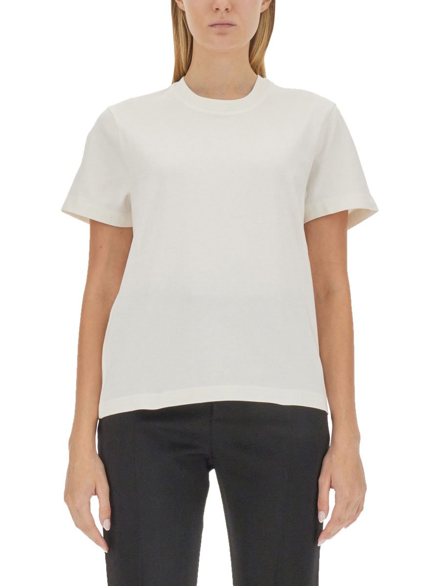 Bottega Veneta Regular Fit White Cotton T-Shirt Zwart
