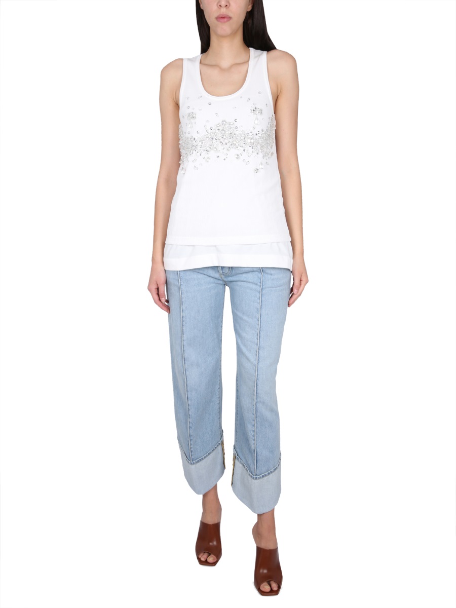 Bottega Veneta Double-Layered Jersey Top with Smooth Seamless Design Wit