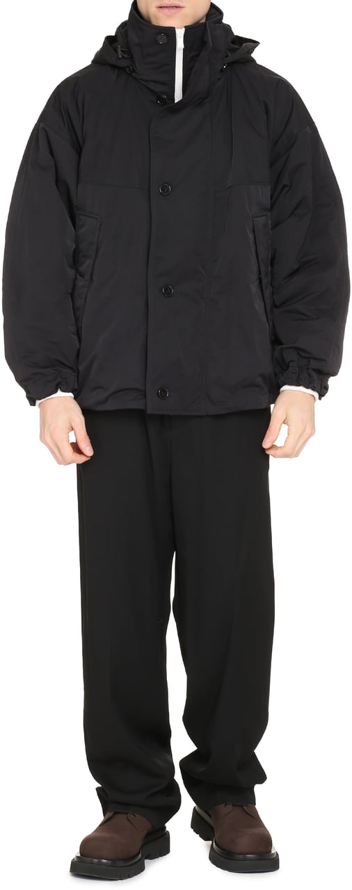 Bottega Veneta Hooded nylon jacket Zwart