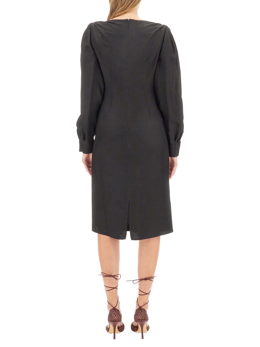 Bottega Veneta Viscose Midi Dress with Flowing Silhouette Neutraal