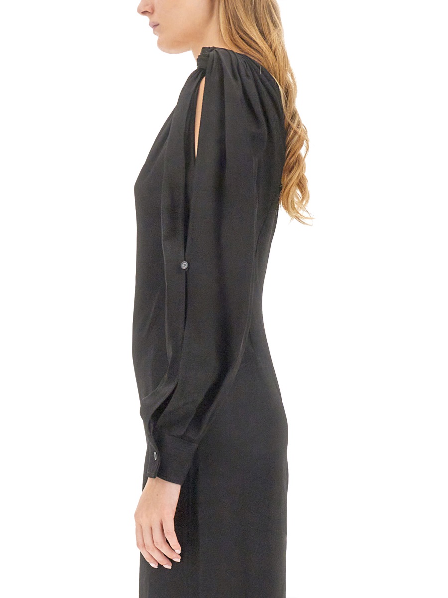Bottega Veneta Viscose Midi Dress with Flowing Silhouette Neutraal