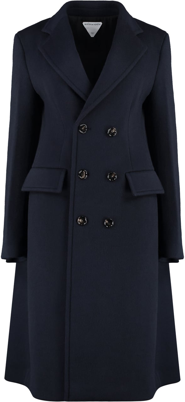Bottega Veneta Double-breasted wool and cashmere coat Blauw