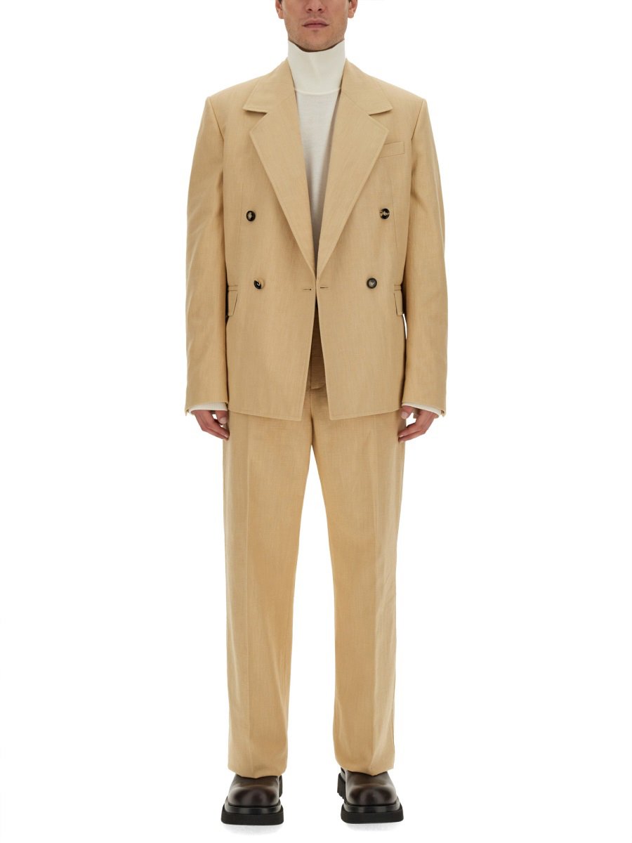 Bottega Veneta High Neck Wool Sweater with Intricate Embroidery Grijs