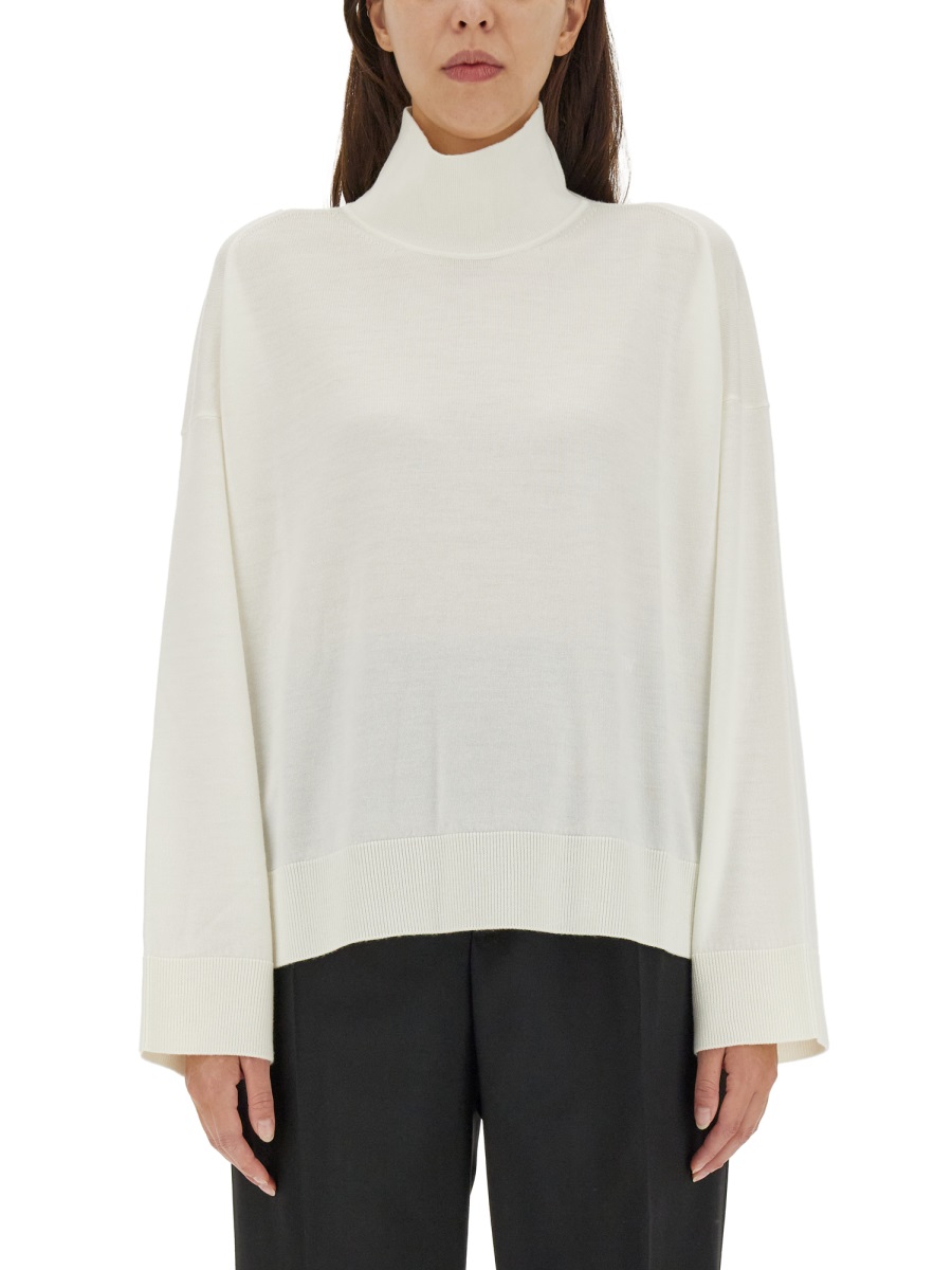 Bottega Veneta High Neck Turtleneck Sweater with Embroidered Detail Grijs