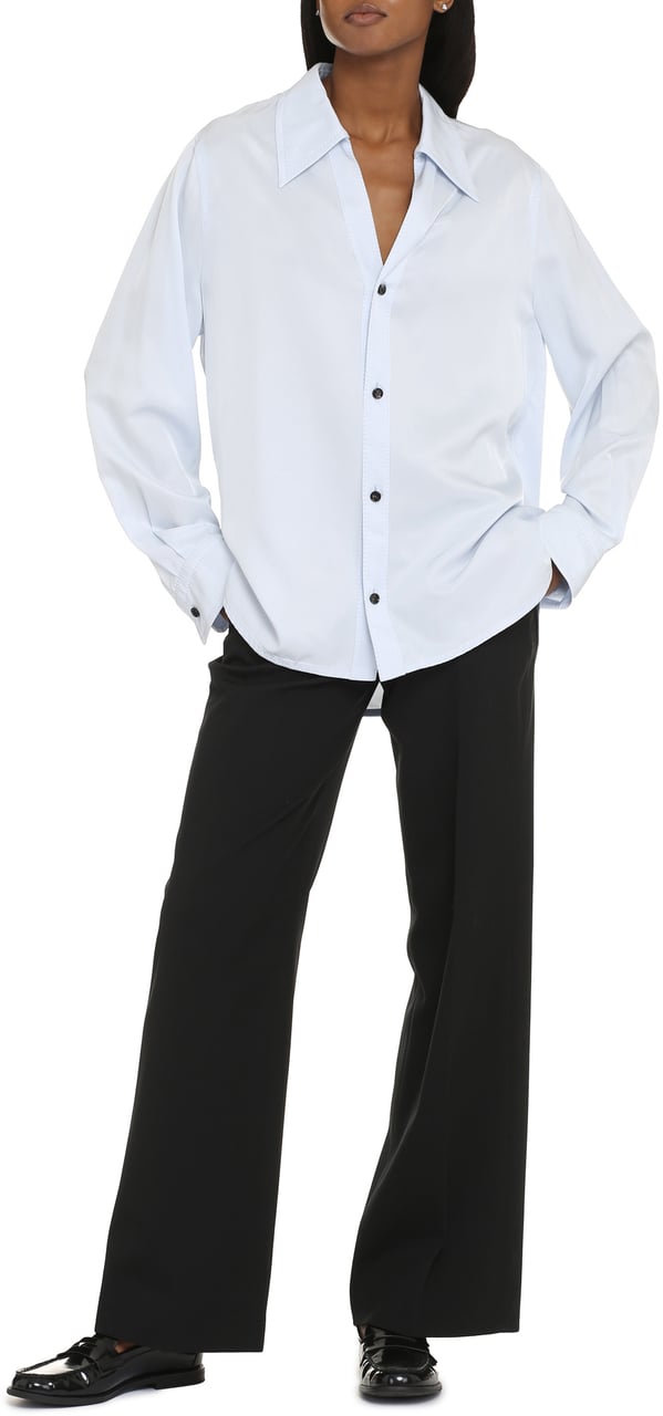 Bottega Veneta Viscose twill shirt Lichtblauw