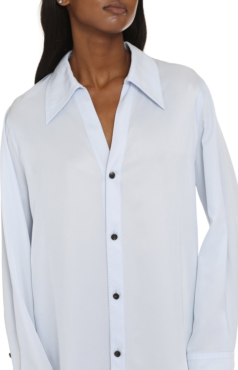 Bottega Veneta Viscose twill shirt Lichtblauw