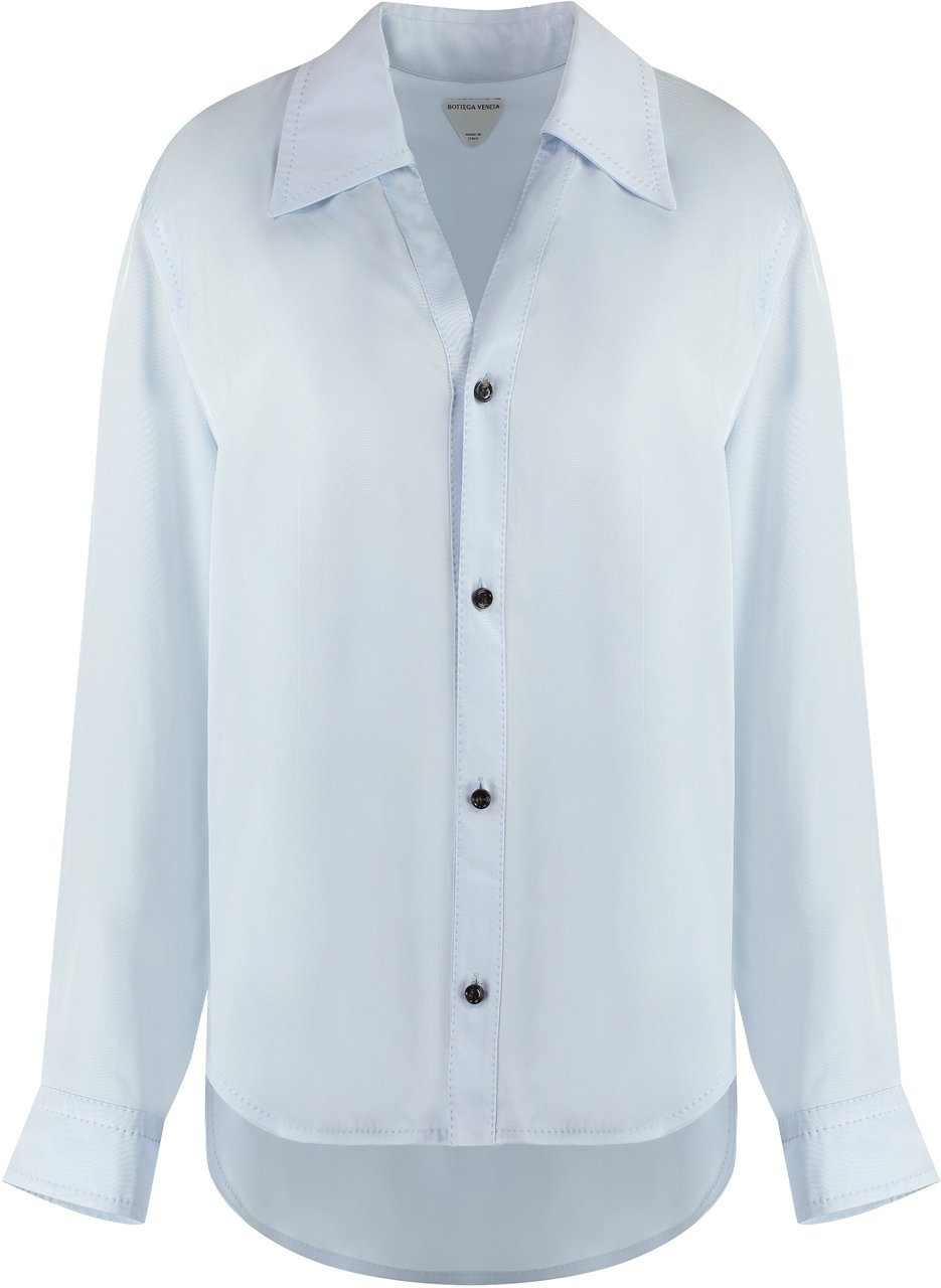 Bottega Veneta Viscose twill shirt Lichtblauw