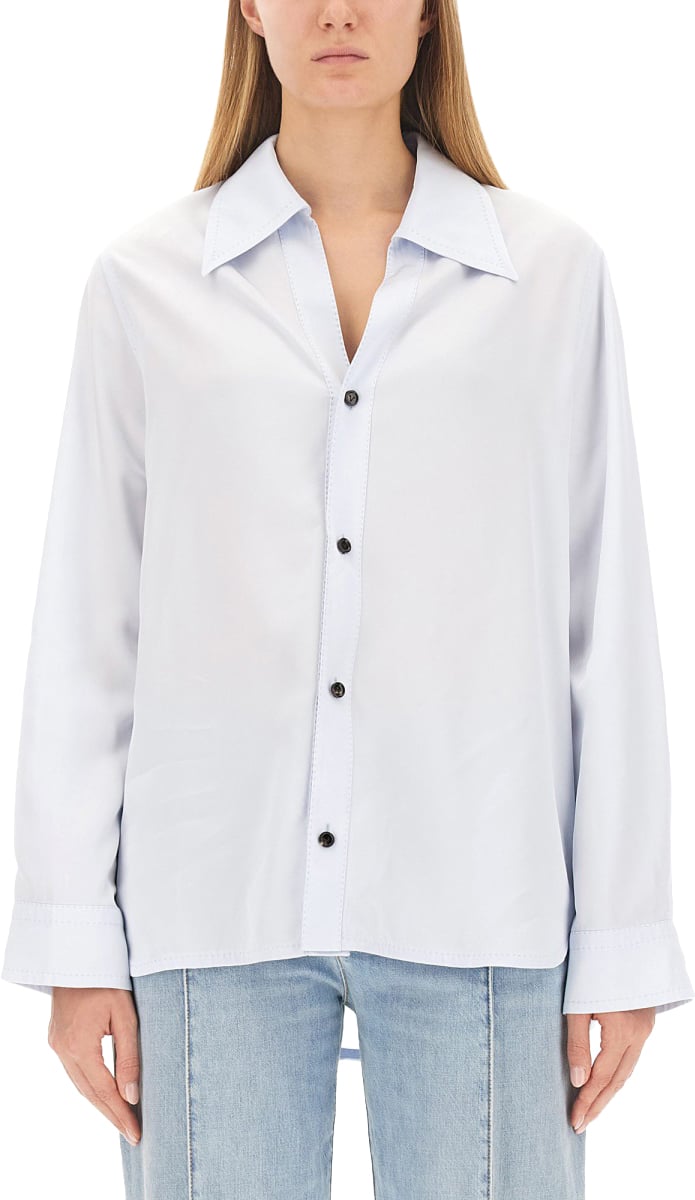 Bottega Veneta Twill Shirt with Classic Collar and Button-Down Front Wit