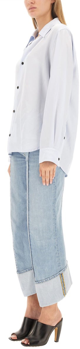 Bottega Veneta Twill Shirt with Classic Collar and Button-Down Front Wit