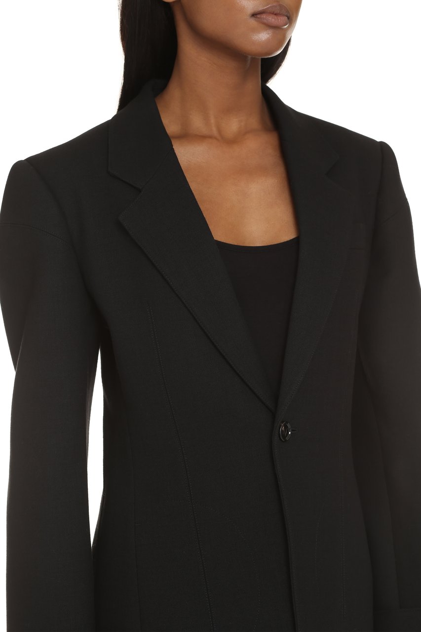 Bottega Veneta Cotton blend single-breast jacket Zwart