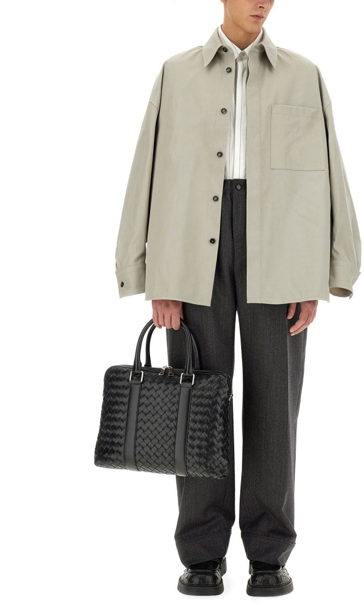 Bottega Veneta Cotton Twill Overshirt with Structured Collar Neutraal