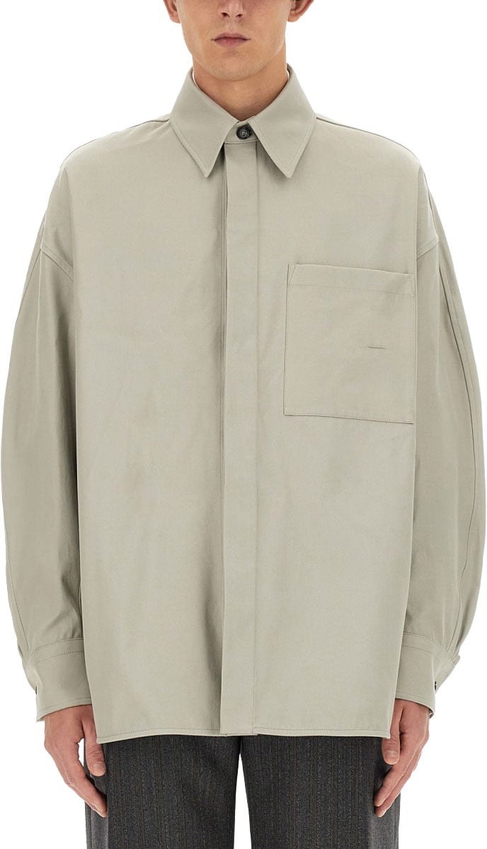 Bottega Veneta Cotton Twill Overshirt with Structured Collar Neutraal