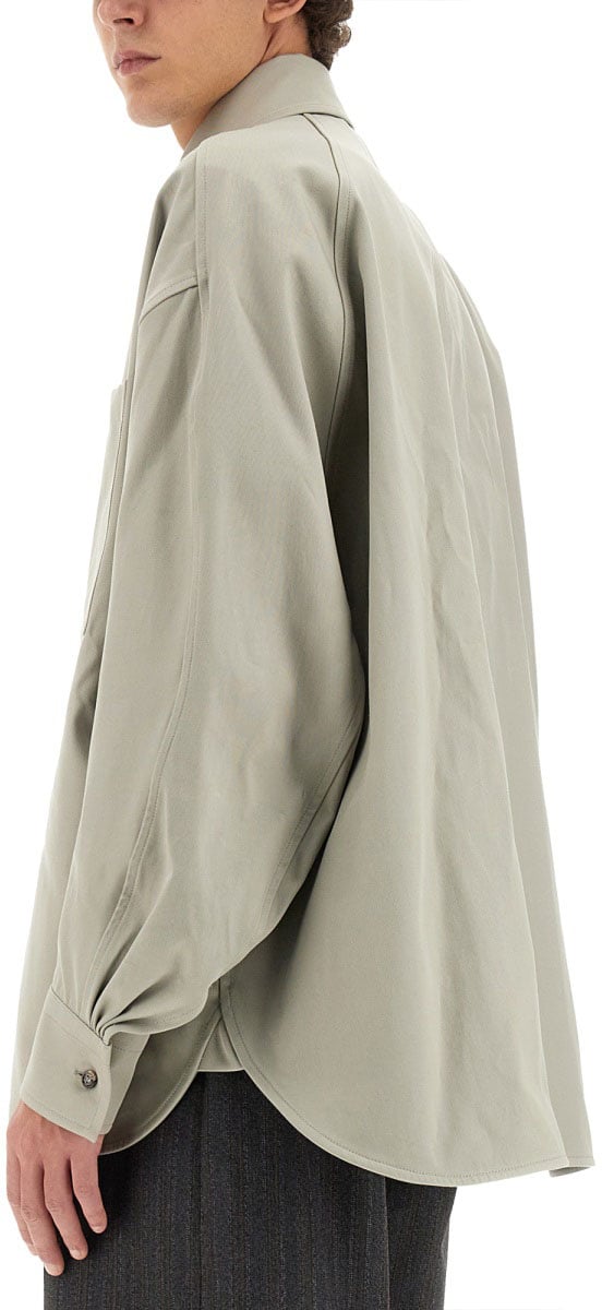 Bottega Veneta Cotton Twill Overshirt with Structured Collar Neutraal