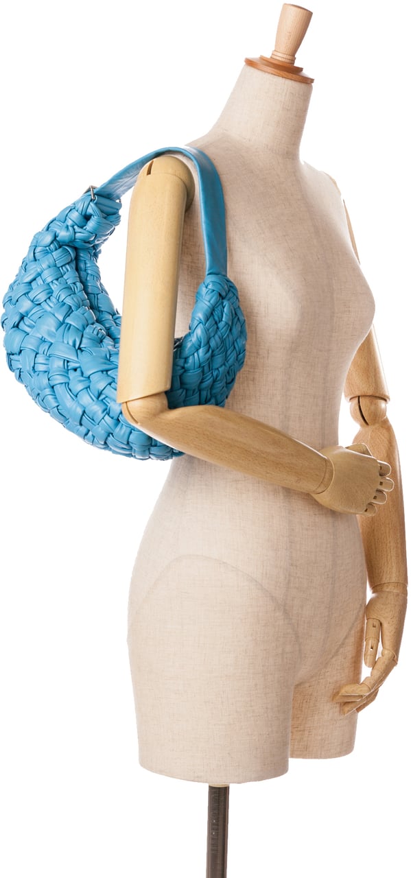 Bottega Veneta Foulard Intrecciato Banana Blauw