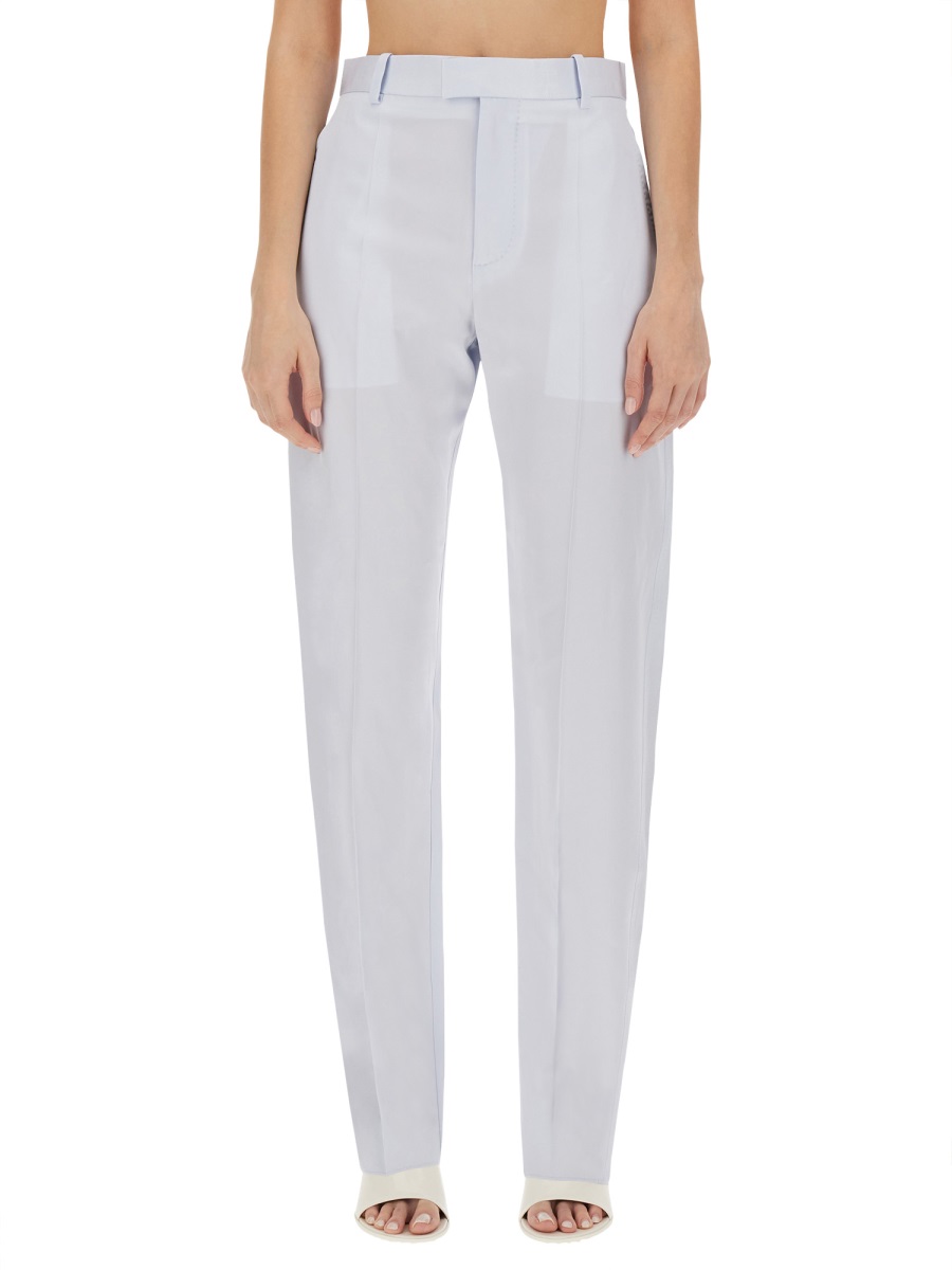 Bottega Veneta Wide Leg Straight Cut Pants with Flowing Drape Wit