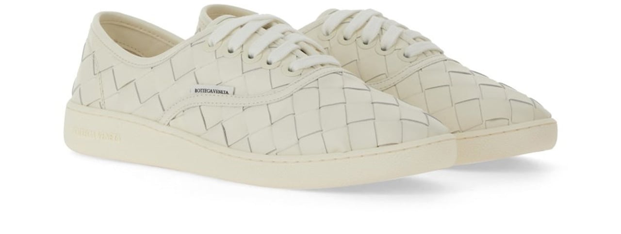 Bottega Veneta Intrecciato Leather Sneakers Wit