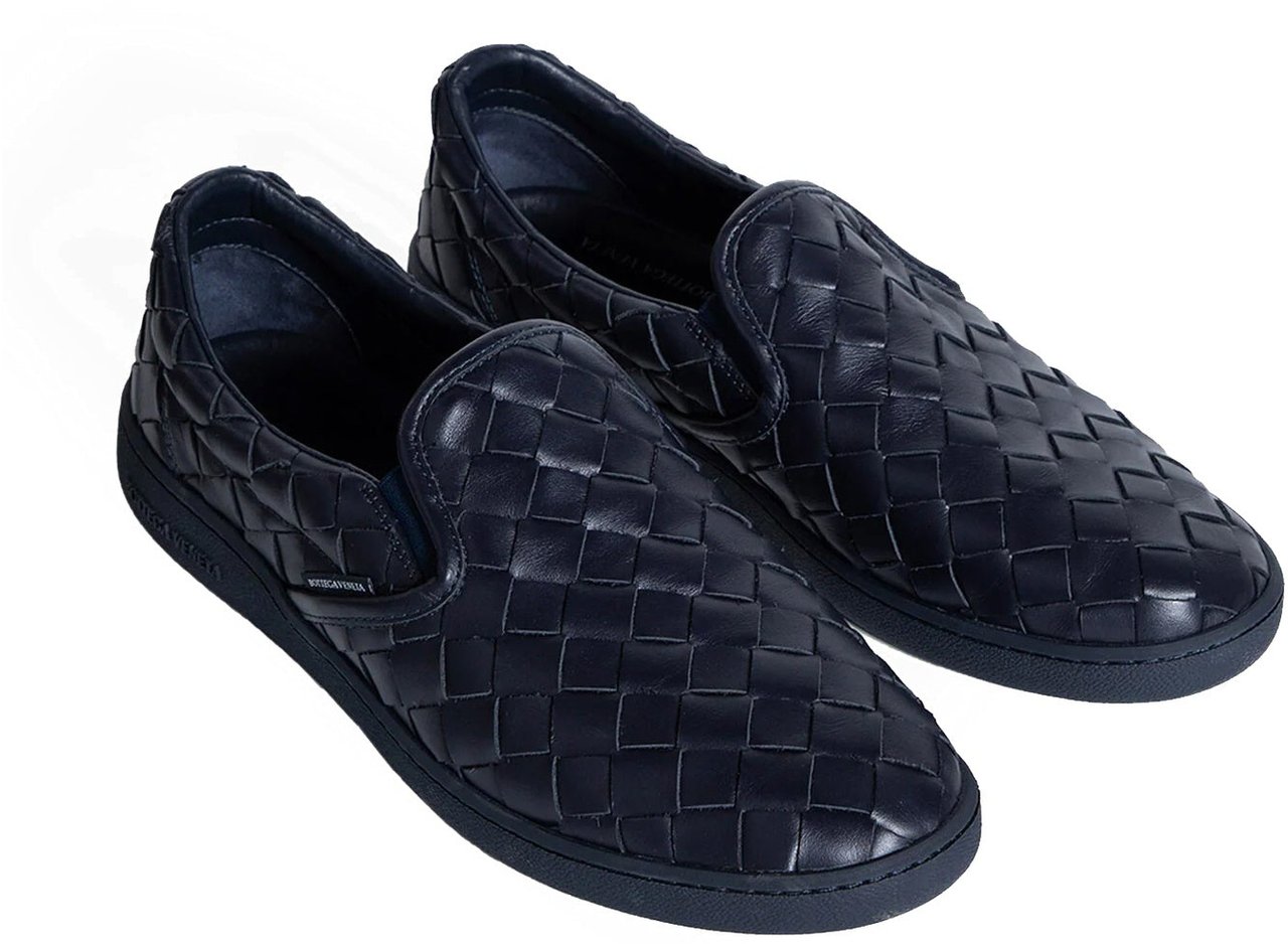 Bottega Veneta Bottega Veneta Intrecciato Leather Sneakers Blauw