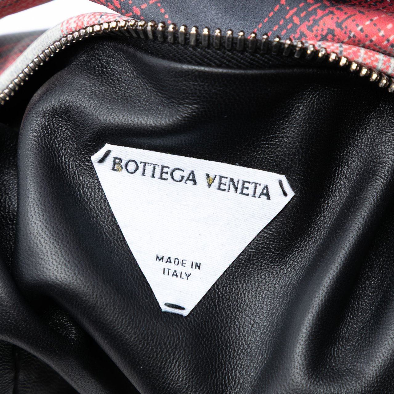 Bottega Veneta Mini Printed Leather Tartan Jodie Grijs