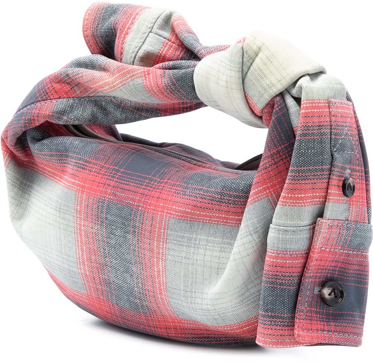 Bottega Veneta Mini Printed Leather Tartan Jodie Grijs