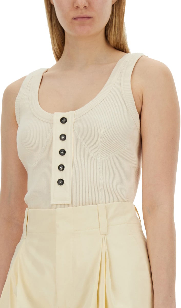 Bottega Veneta Fitted Jersey Top with Smooth Texture Neutraal