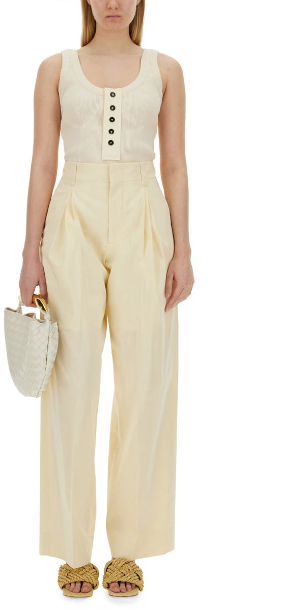 Bottega Veneta Fitted Jersey Top with Smooth Texture Neutraal
