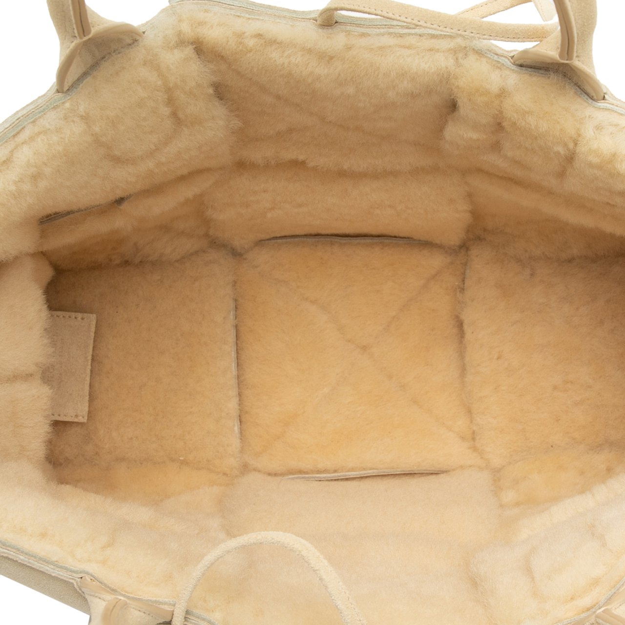 Bottega Veneta Small Suede and Shearling Maxi Intrecciato Arco Tote Bruin