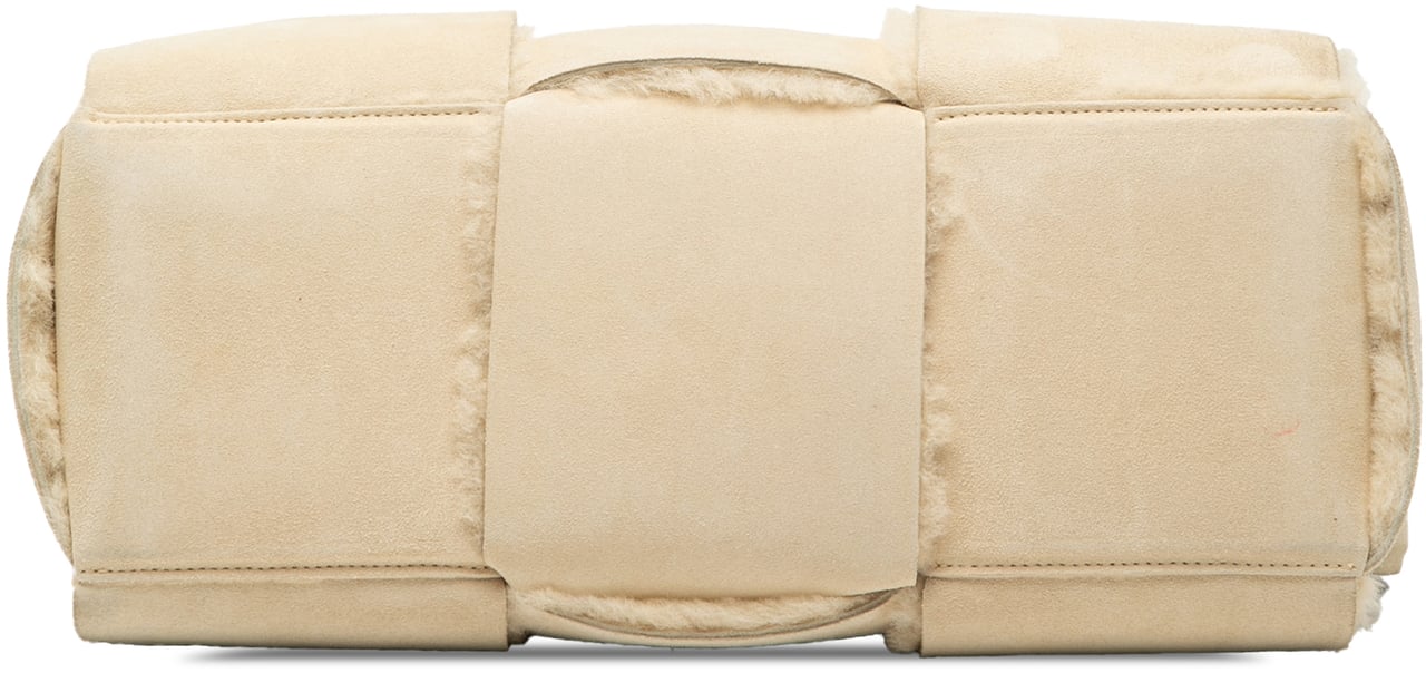 Bottega Veneta Small Suede and Shearling Maxi Intrecciato Arco Tote Bruin