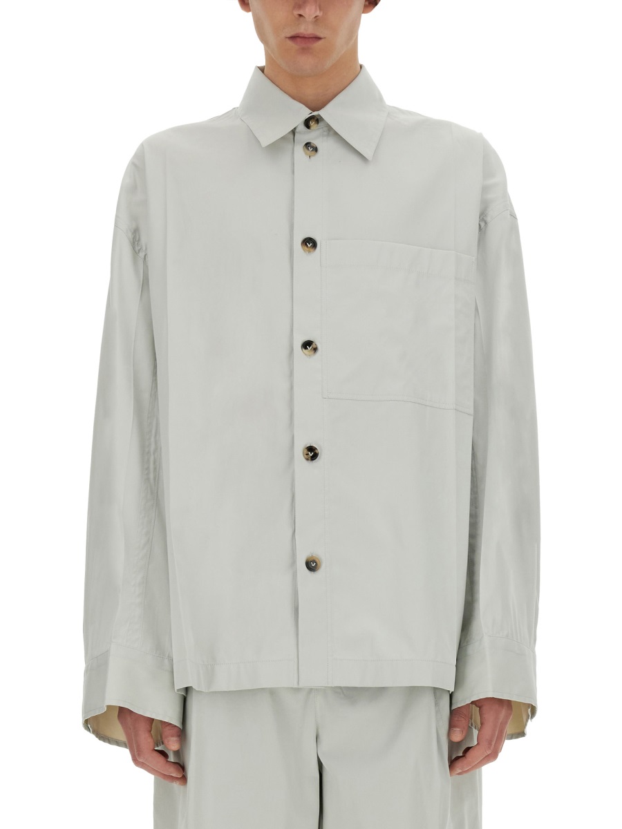Bottega Veneta Smooth Tailored Cotton Shirt with Pointed Collar Wit