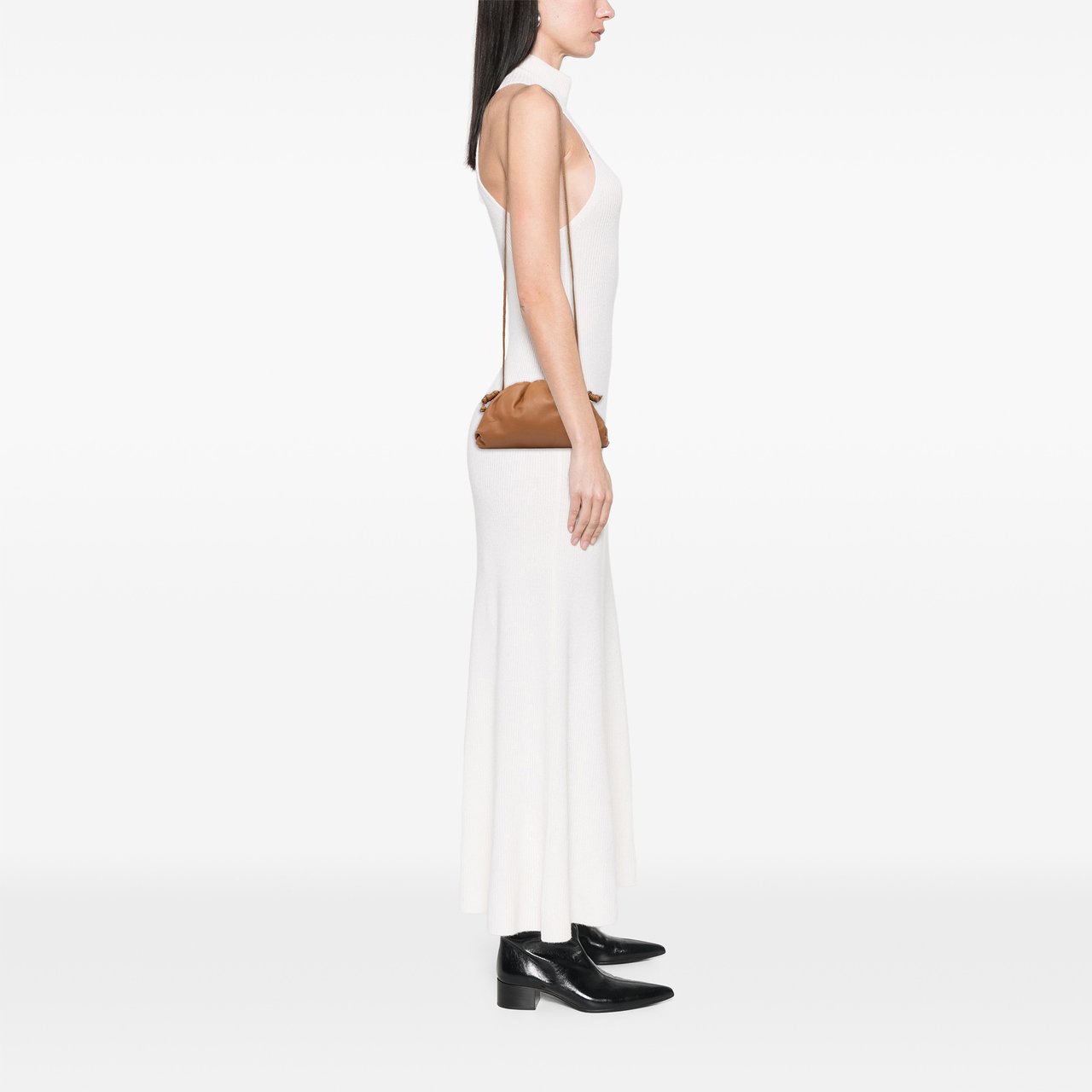 Bottega Veneta Lambskin The Mini Pouch Crossbody Bruin