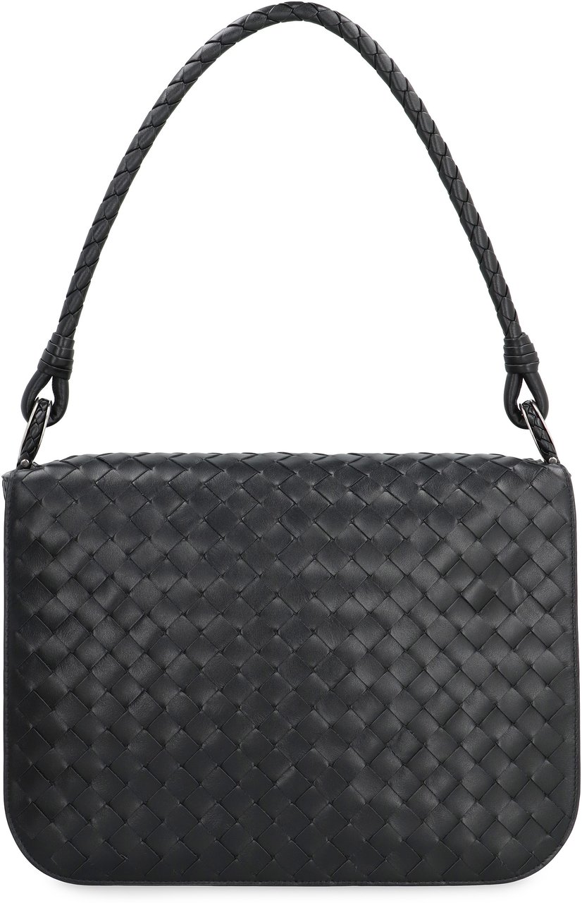 Bottega Veneta Swing leather messenger bag Zwart