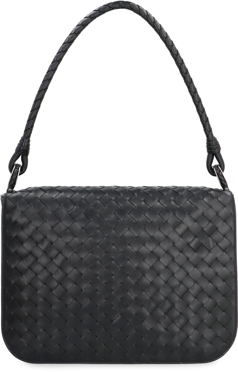 Bottega Veneta Swing leather messenger bag Zwart