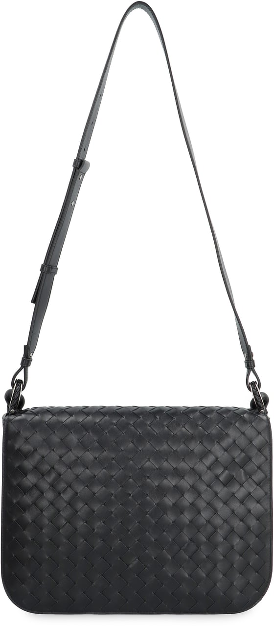 Bottega Veneta Swing leather messenger bag Zwart