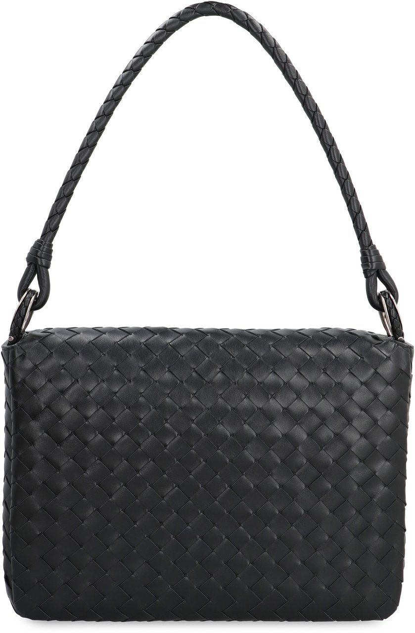 Bottega Veneta Swing leather messenger bag Zwart