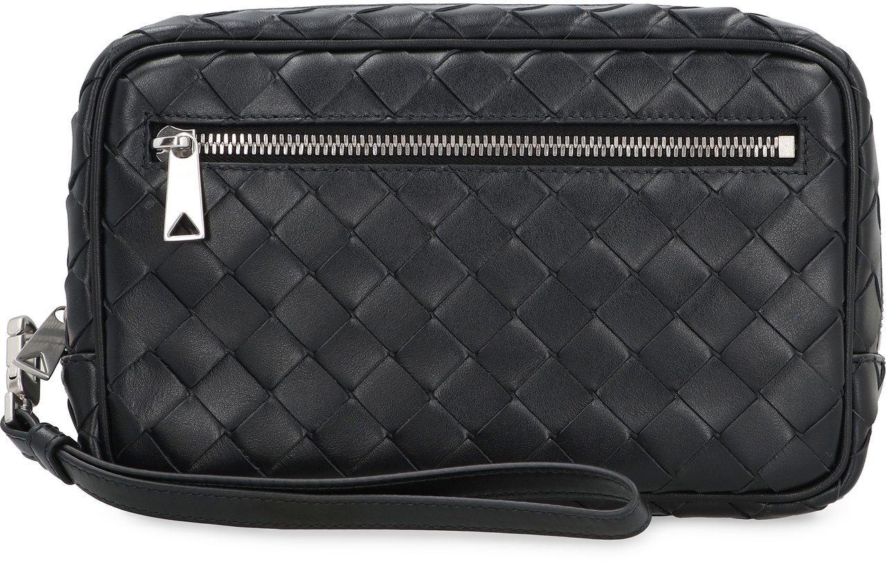 Bottega Veneta Intrecciato Small Pouch With Wristlet Zwart