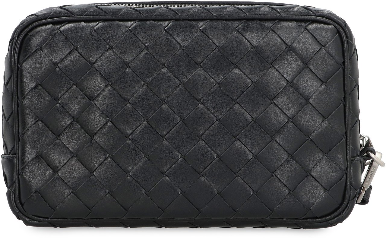 Bottega Veneta Intrecciato Small Pouch With Wristlet Zwart