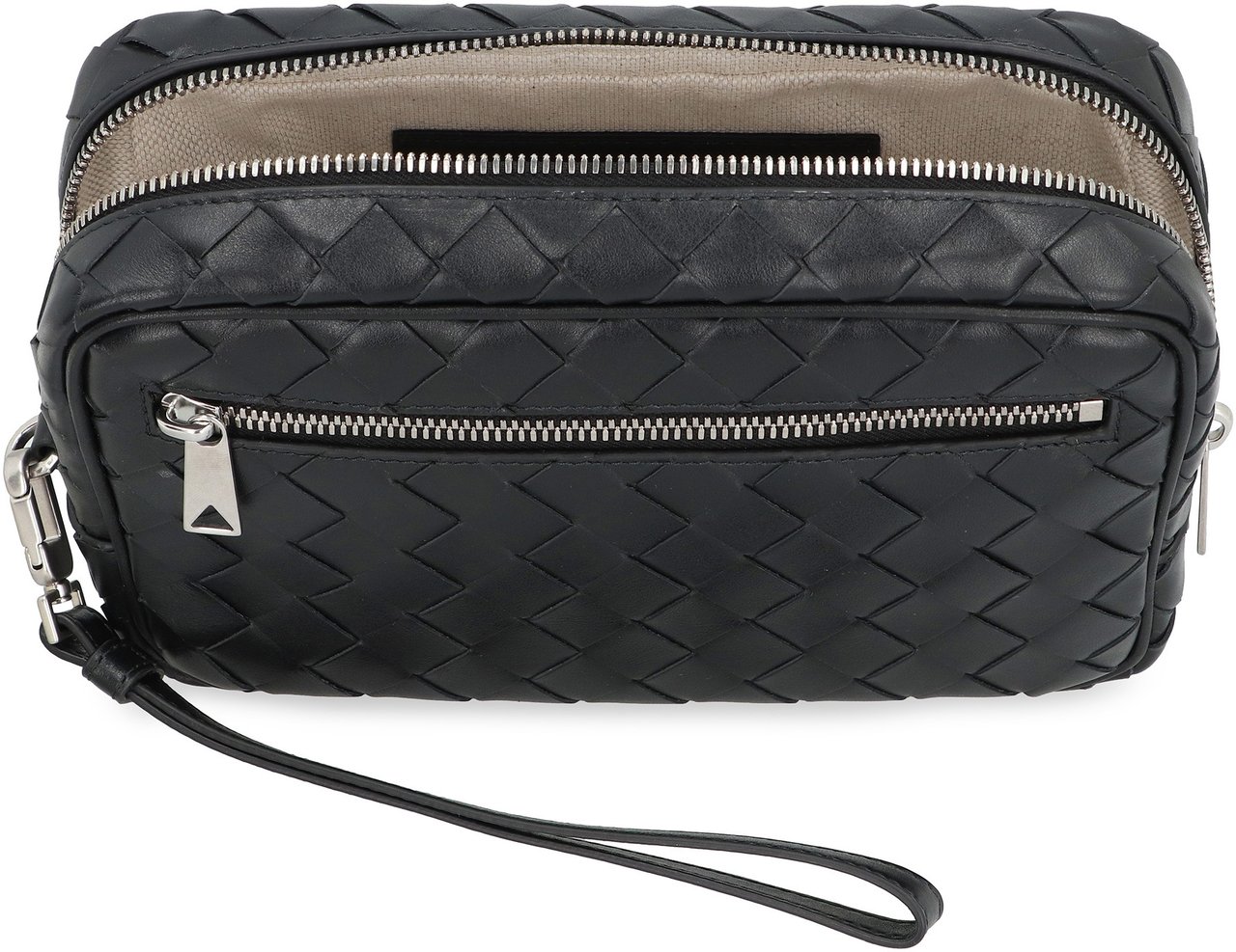 Bottega Veneta Intrecciato Small Pouch With Wristlet Zwart