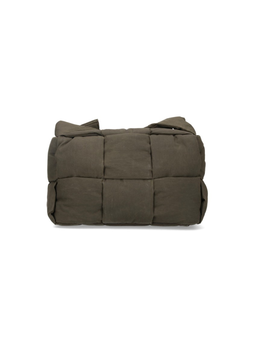 Bottega Veneta Padded Green Cotton Blend Bag With Intreccio Design Groen