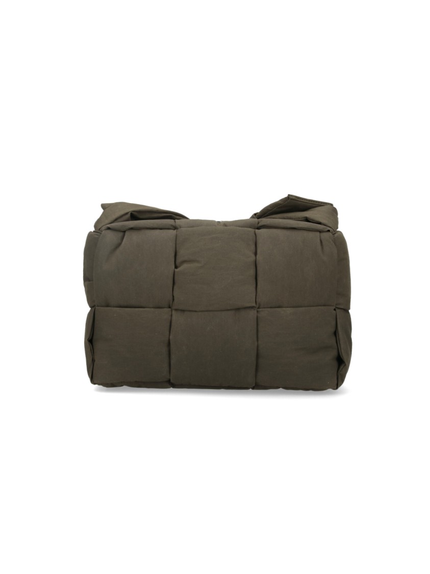 Bottega Veneta Padded Green Cotton Blend Bag With Intreccio Design Groen