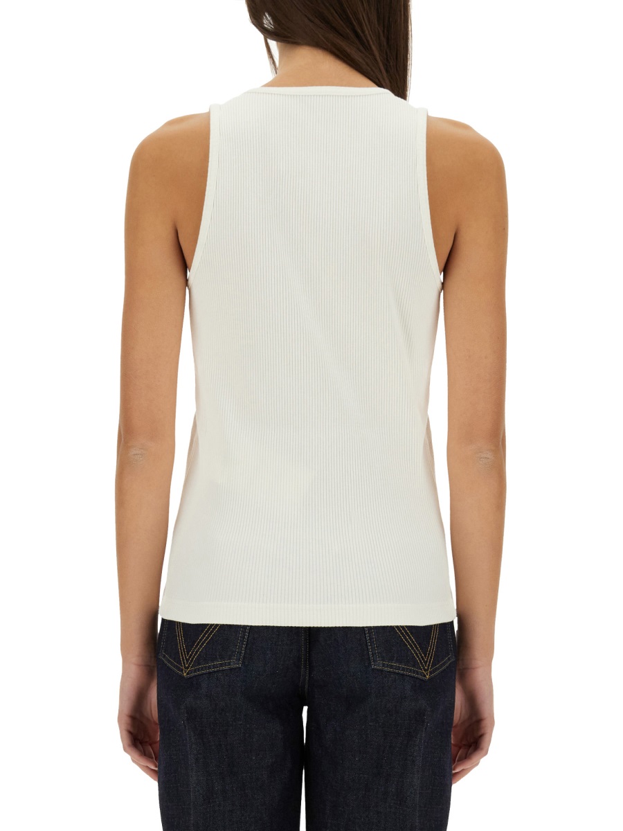 Bottega Veneta Ribbed Texture Cotton Jersey Top with Subtle Detailing Wit